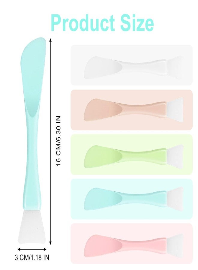 Guduling 5 Pcs Silicone Face Mask Applicator,Face Mask Spatula,Reusable Double-End Faces Masks Brush Washable Beauty Spatula Comestic Tools for Clay,Cream,Gel,and Mud Facial Masks,Soft Smoothing - Image 2